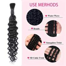 Water Wave Bulk Human Hair For Braiding 50g, 100% Unprocessed Human Braiding Hair Wet And Wavy No Weft/Human Braiding Hair For Boho Braids/Bohemian/Knotless/Goddess/Micro/ Natural Color - 1 bó (50g) - Xem 4