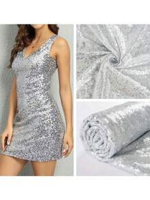 [Tissu pailleté DIY] Tissu pailleté à 3 codes, tissu pailleté brodé, peut être utilisé pour coudre soi-même des drapeaux de table pailletés, des nappes pailletées, des rideaux de fond, des robes, des sacs, des coiffures, de la décoration d'intérieur - Multicolore - Voir 4