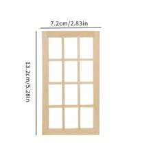 1pc 1:12 Scale Miniature Unfinished Furniture DIY Kit, 16-Grid Openable Window, 6-Grid Double Door, 4-Grid Pointed Top Door, Wooden Material For Dollhouse Model, Suitable For Micro Scene Shooting Props