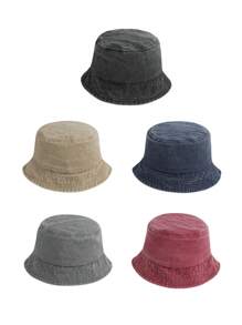 1pc Unisex Adjustable Vintage Bucket Hat, Versatile For Everyday, Travel, Outdoor, Casual, Cycling, Sightseeing, Suitable For Couple - Washed Bucket Hat - View 1