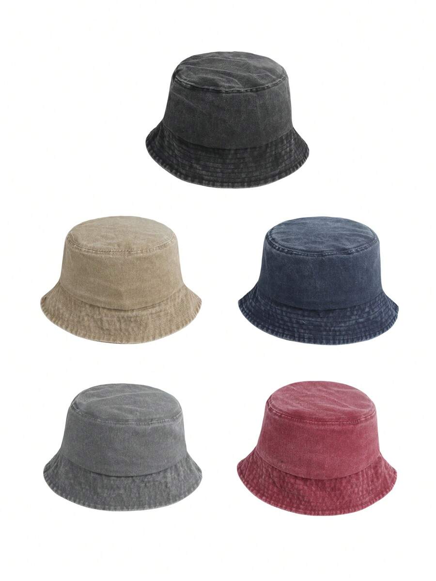 1pc Unisex Adjustable Vintage Bucket Hat, Versatile For Everyday, Travel, Outdoor, Casual, Cycling, Sightseeing, Suitable For Couple - Washed Bucket Hat - View 1