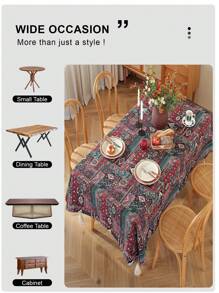 1 Pc Bohemian Style Polyester Tablecloth, Suitable For Camping, Restaurant, Bedroom Decor