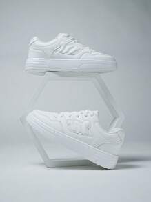 New Flat Canvas Sneakers, Lightweight, Comfortable For Students/School, Outdoor Non-Slip Versatile Casual Sports Shoes For Teens - White - View 4