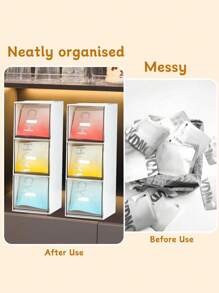 1pc Tea Bag Organizer, Stackable Tea Box With 3 Drawers, Plastic Tea Bag Holder For Kitchen, Pantry, Cabinet, Countertop, Multi-Functional Kitchen Organizers And Storage, Home Organizer - White - View 5