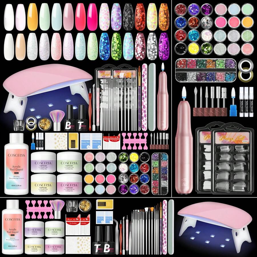 COSCELIA Acrylic Nail Kit With Everything Starter Nail Kit Set Acrylic Powder And Liquid Kit For Beginners Acrylic Nail Set Full Acrylic Nail Supplies - 93PCS Acrylic Nail Kit - 查看 1