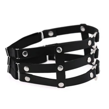 Women's Punk Leg Garters Thigh Chains, Black Gothic Heart Shape Leg Harness Accessories, Sexy Leg Decor, Hollow Thigh Chains, Personalized All-Match Heart Theme PU Leather Suspenders, Suitable For Daily Wear And Music Festivals, Great For Carnival Season