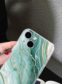 1 st. Creatieve Groene Marmer Goud Folie Tie Dye Glitter Transparant Antislip Zacht Telefoonhoesje Compatibel met iPhone 11/12/13/14/15/16 Pro Max