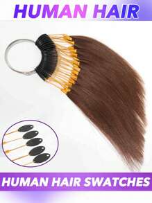 Conjunto de 30 piezas de muestrario de color de cabello humano real para probar tintes, peinados y presentación de pelucas en salón. Incluye mechones de colores natural negro #4, marrón #30, marrón claro #27, rubio #613, blanco, gris oscuro y multicolor. Teñible, rizable, cabello humano real. - Multicolor - Ver 5