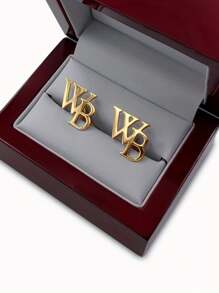 Maßgeschneiderte Herren-Manschettenknöpfe aus Edelstahl mit eleganten Buchstaben, Accessoire für Herrenanzüge, Geschenk für Vater, Ehemann, Freund, Sohn – Großbuchstaben, raffinierter Stil, Edelstahlmaterial