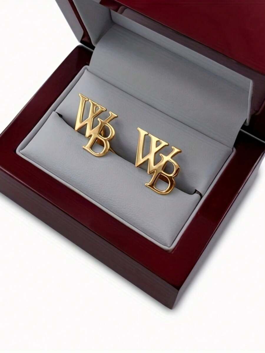 Maßgeschneiderte Herren-Manschettenknöpfe aus Edelstahl mit eleganten Buchstaben, Accessoire für Herrenanzüge, Geschenk für Vater, Ehemann, Freund, Sohn – Großbuchstaben, raffinierter Stil, Edelstahlmaterial