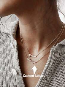定制女士名字项链 18k镀金不锈钢项链 个性字体项圈 生日礼物