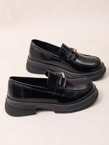 Popular Glossy Vintage Loafers, Low-Top Shoes, Fashion Versatile Casual Shoes, Soft Sole Lightweight Comfortable Plus Size Loafers For Women, Non-Slip, , Easy Slip-On