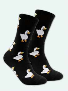 1双女士鸭子图案卡通中筒袜 - 彩色 - 查看 1