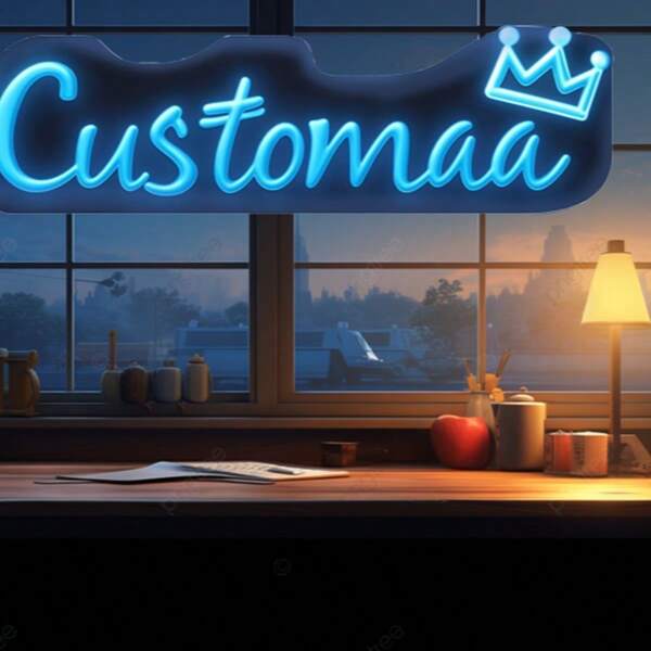 1 peça de letreiro de neon personalizado dividido em uma única linha com letreiro de neon luminoso em forma de coroa, adequado para decoração de casa, livraria, café, restaurante, jardim, festa, etc.