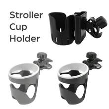 1 PC Adjustable Baby Stroller Bottle Holder Cup Holder With Clip Jaw And Secure Clamp Compatible With Most Stroller Brands ABS Material