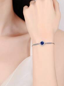 1pc Fashionable & Luxury 925 Sterling Silver Cubic Zirconia Women Bracelet, Suitable For Daily Wear, Party, Wedding, Anniversary - Elegant Jewelry Gift For Women