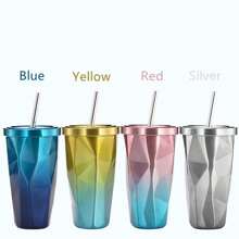 1pc Stainless Steel Vacuum Insulated Water Bottle With Straw, Large Capacity, Multi-Color, Suitable For Office, Car, Outdoor, Couples, Students, Christmas Gift, Birthday Gift, Back To School - Multicolor - View 9