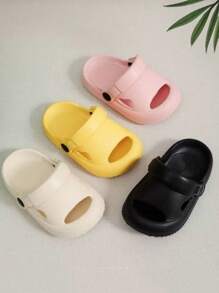 Baby Breathable Hollow Sandals, Lightweight And Soft, Non-Slip Sole, EVA Protective Toe, Solid Color Simple And Cute, Suitable For Indoor And Outdoor Wear For Baby Boys And Girls, Beach Shoes