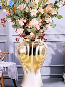 1 pieza Jarrón cerámico moderno blanco y dorado, jarrones decorativos altos y pequeños para sala de estar, centro de mesa, decoración del hogar, regalo, elegantes jarrones de piso y de mesa para boda, Navidad, Acción de Gracias, decoración de habitación del Día de San Valentín