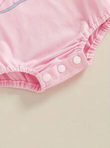 Conjunto de ropa occidental para recién nacidos niñas, mamelucos de manga corta con diseño de botas de vaquera "Howdy", body y pantalón corto estilo bombachos para verano - Rosa - Ver 8