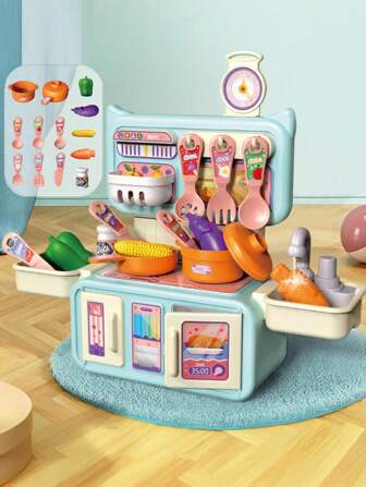 Realistic Water Flow Kids Kitchen Playset - Mini Pretend Cookware With Functional Sink, Interactive Role Play Toy For Girls & Boy, Educational Cooking Toys For Ages 3-6
