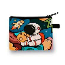 Coin Wallet In Colourful-Red/Blue/Black Festive Astronaut Printed Coin Wallet - Casual Style, Polyester Material - Multicolor - View 9