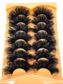 7 Pairs 25mm 9D Thick Faux Mink Eyelashes, Dramatic Long Thick Wispy Fluffy Cat Eye False Lashes, Reusable Mink Look Extension Faux Mink Lash - 濃密款 - 查看 6