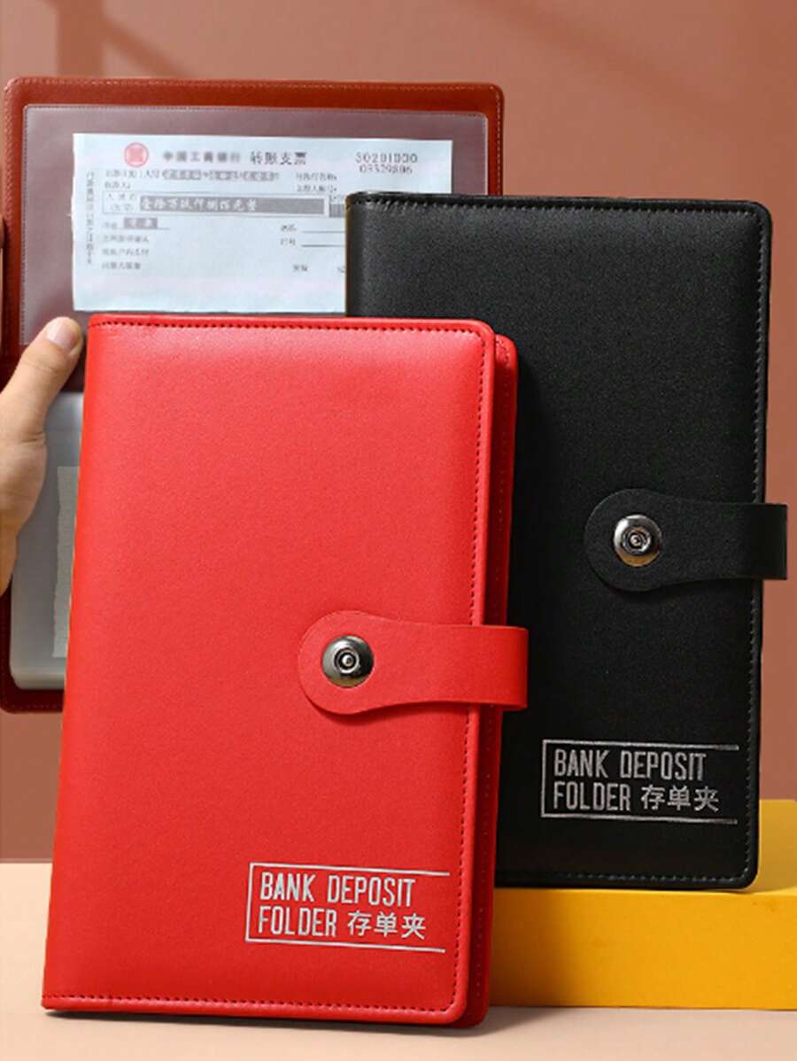 1pc Deposit Book Storage Holder, Bank Deposit Certificate Collection Folder, Check Organizer For Passbook, Remittance Invoice - Multicolor - View 1