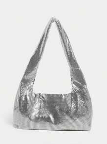 女士闪亮水钻晚宴包、设计师闪亮晚宴包、时尚闪亮流浪包、奢华手提包 - 銀色 - 查看 1