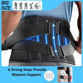 2025 Newest 1pc Back Support Belt Lower Back Brace Air Mesh With 6 Stays And Dual Adjustable Straps Breathable Waist Brace For Men Easy To Put On Waist Trainer Tummy Control Waist Trimmer Workout Belt Waist Trimmer And Exercise Waist Belt