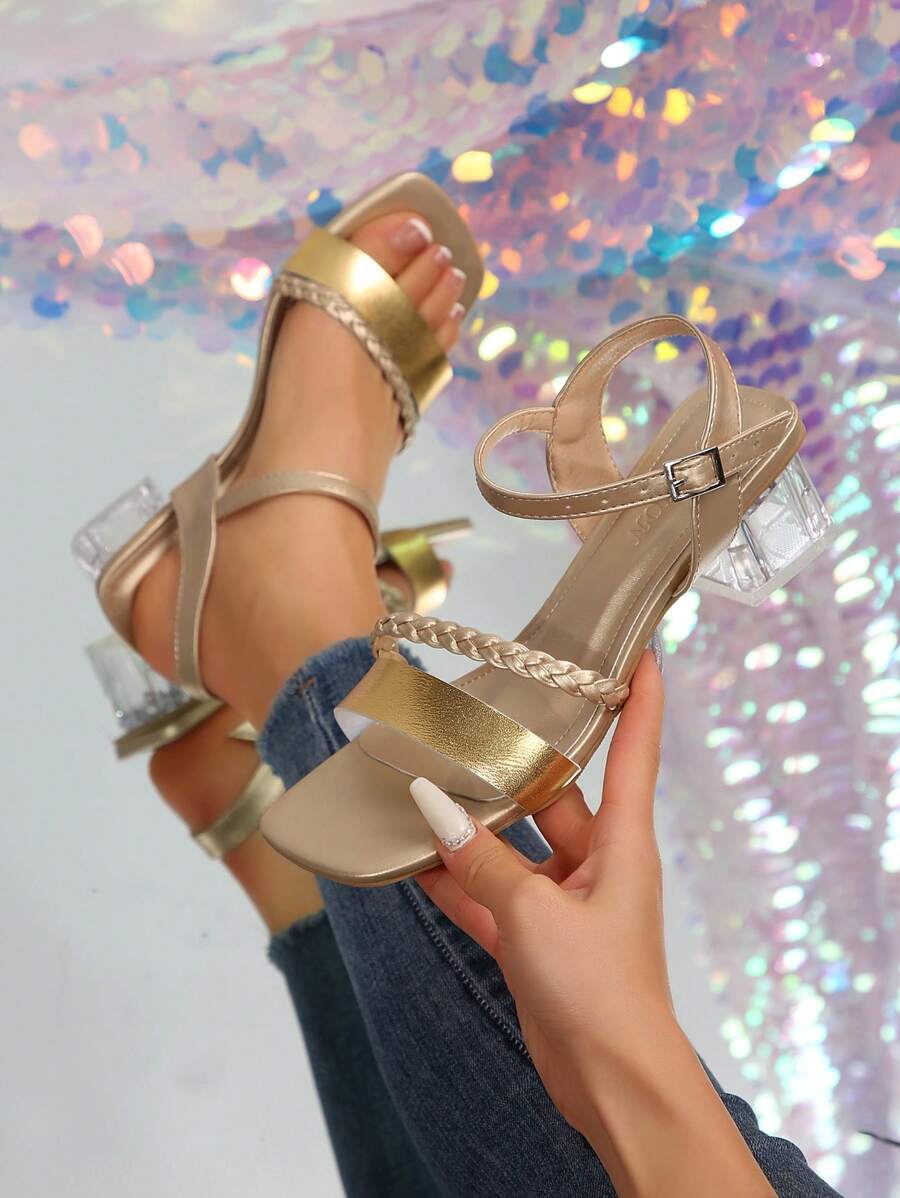 PEIYUMI Sandalias de tacón alto con adornos de cristal para mujer, hechas a mano, para uso casual en la playa durante el verano