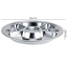 Lot de 5 plateaux de service ronds en acier inoxydable 304 épais à 5 sections pour enfants