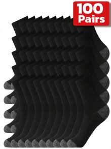 100/90/60/30/20/15/10/6/5/3/1 Pack Classic Black, White, Gray Crew Leg Warmers For Active Men, Comfortable Casual Everyday Wear, Suitable For Leisure, Home, Outdoor Sports, Unisex, Soft Warm Winter Leg Warmers, Stripe Color Block Design, Multi-Color Options, Limited Time Offer