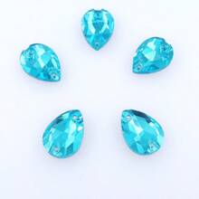 胖水滴形玻璃多色闪亮手工缝纫水晶手工缝制水钻装饰珠平底带孔宝石 DIY 配件缝制宝石水钻用于装饰衣服、连衣裙、包、鞋子、胸针、耳环、手工艺品 - 彩色 - 查看 8