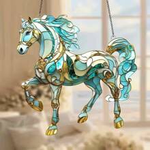A Set Of 2D Acrylic Colored Glass Horse Sun Catcher Wall Decoration Pendant, Animal Themed Sun Catcher Decoration, Suitable For Home Wall Decoration, Room Decoration, Office Decoration, Bedroom Window Decoration, Summer Garden And Vacation Home Decoration; Interesting And Fashionable Design Style