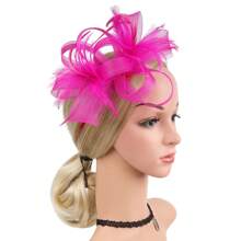 1pc Flower Feather Hair Accessory, Vintage Bridal Headpiece With Face Covering Net For Women's Party Gathering, Elegant Decoration Hat