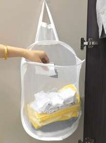 1pc/Set Foldable Wardrobe Hanging Underwear Storage Bag, Collapsible Storage Basket, Space-Saving Retractable Wall-Mounted Storage Basket For Bathroom Accessories, Underwear, Laundry, And Miscellaneous Items, Random Mesh Bag Included