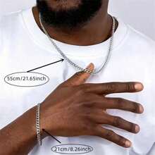 3pcs/Set Street Hip Hop Stainless Steel Men Jewelry Set, Non-Fading/Punk Fashion Men Necklace+Bracelet+Ring Set, Personalized , Perfectly Match Your Style - Multicolor - View 3