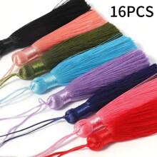 16 sztuk 8 cm poliestrowe jedwabne frędzle do ukończenia studiów, kolorowe jedwabiste frędzle z pierścieniem odporne na zagniecenia pionowe frędzle do dekoracji kapelusza doktorskiego, akcesoria do włosów