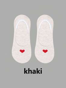 1/5/10 Pairs Women Low Vamp Socks Invisible Socks Anti-Slip, Heart Pattern, Fashion Versatile, Sweat-Absorbent, Breathable, Spring/Summer - Multicolor - View 9