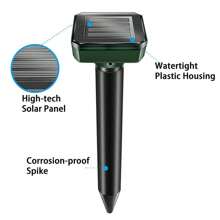NetHong Solar Powered Ultrasonic Mole Deterrent Fox Pest Repellent Scarer Repeller UK - Green - View 11