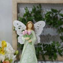 精美创意蝴蝶镂空翅膀双手祈祷天使、手捧鲜花天使、手拿镜子天使，适合母亲节送给妈妈的礼物，橱窗家居客厅卧室摆件，树脂工艺品 - 彩色 - 查看 9