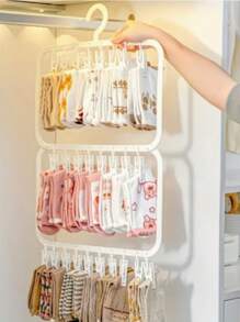 1 件装多功能塑料衣夹晾衣架，适用于悬挂袜子和内衣 - 卧室、浴室、衣柜、壁橱、家庭、宿舍、简易节省空间的悬挂式收纳，弹簧