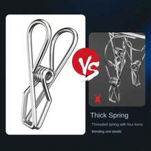 1 Giá phơi đồ bằng thép không gỉ có 20/30/40 kẹp - Giá treo đồ chống gió để phơi tất và đồ lót, Móc treo đa năng tiết kiệm không gian thích hợp sử dụng tại nhà và bán lẻ, tuyệt vời cho việc trở lại trường, Giá phơi đồ bằng thép không gỉ để phơi tất và đồ lót - Bạc - Xem 9