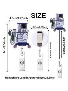 1pc Badge Reels Retractable Rotating Easy Pull Clip Badge Holders, ID Badge Holders Retractable With Clip, Cute Nurse Doctor Badge Reel For Student Meeting School Office,School Supplies,Back To School - one-size - View 4