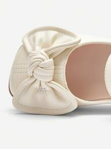 Balabala Mary Jane Flats - Cute Bow Decor Adjustable Strap Dress Shoes For Kids - White - View 11