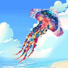 Kite a forma di gigantesca medusa magica dalla moda 2025! Sagoma 3D! Kite creativo a forma di medusa gigante degli oceani, Kite a medusa colorata, regalo creativo per il Nuovo Anno