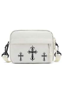 peach tree 1 件男士休闲纯色单肩斜挎包 - 白色 - 查看 7