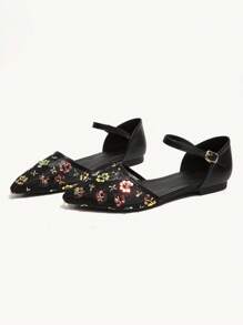 Damen Mode Pailletten Mesh Spitzschuh elegante Ballerinas