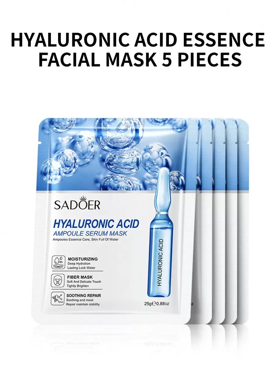 5入組膠原蛋白多肽保濕面膜，含透明質酸、維生素C、洋甘菊、蘆薈，保濕護膚 - 黑與白 - 查看 1